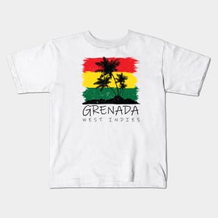 Grenada National Colors with Palm Silhouette Kids T-Shirt